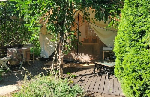 Caroline Cabin | Scottland Yard Farm's Wisteria Glamp