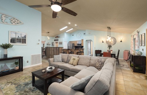 Vilano Beach House | Screened Heated Pool & Hot Tub with Golf Cart - ONE Block to the BEACH!