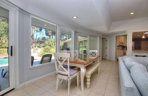 Beach Lagoon House | Sea Pines Beach Home with 4+BRs, Private Pool, Golf View & Short Walk to Beach!