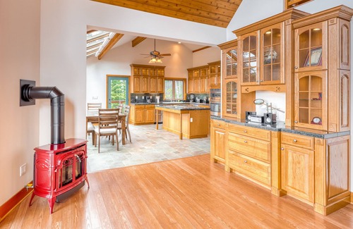 Olga House | Secluded cabin with amazing water views, huge deck, fireplace, & jetted tub