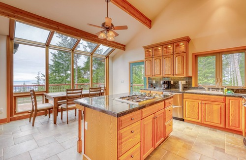Olga House | Secluded cabin with amazing water views, huge deck, fireplace, & jetted tub