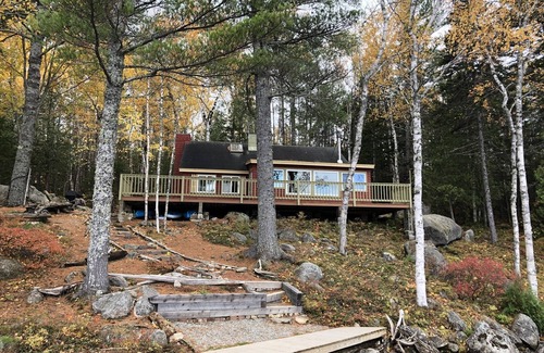 Millinocket Cabin | Secluded Katahdin View, Lakefront Bliss & Beach Cove Retreat