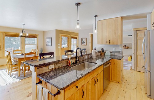 New Meadows House | Secluded, updated home with mountain view, woodstove, foosball, & W/D