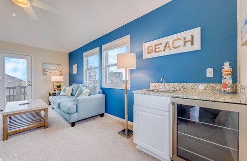 Ocean Isle Estates House | Semi-Oceanfront Home in Avon with Hot Tub, Smart TVs, and Basketball Hoop