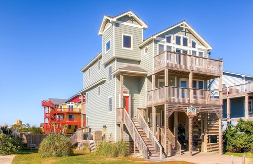 Waves House | Semi-Oceanfront Home in Waves w/Private Pool, Hot Tub, Game Room, Luggage Lift