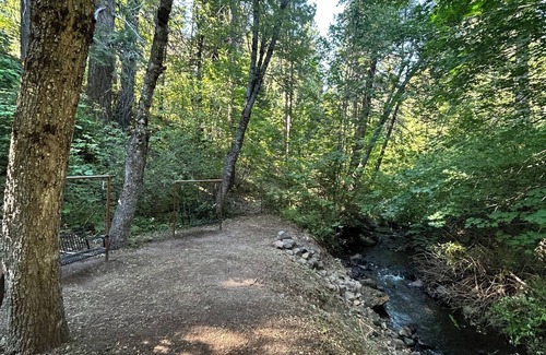 Mount Shasta House | Serene escape w/bubbling sounds of Wagon Creek & majestic views of Mt. Shasta.