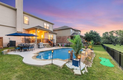 Cibolo House | Serene Views in Schertz-luxury 5BR retreat w/private pool, trails & game room.