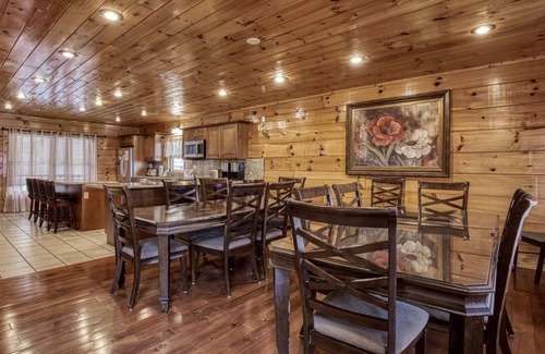Sevierville Cabin | Serenity Mountain Pool Lodge, Theater Room, Sleeps 42, Indoor Pool!