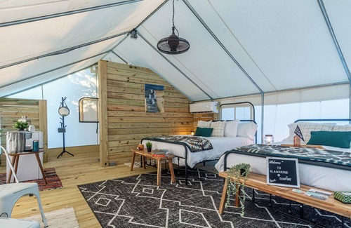 Orange Beach RV Rental | Site #03 Double Safari Tent with ensuite bath