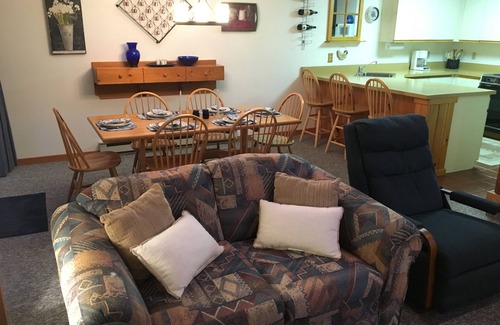 Rawsonville Condo | Ski condo a mile from Stratton Mtn, shuttle bus and wood included. No Pets.