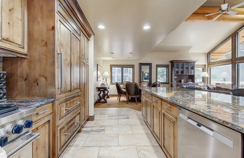Warm Springs House | Ski-in/ski-out chalet with fireplace, furnished deck, & alfresco dining