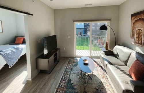 Downtown Omaha Apartment | Sleepover: Exemplary 1BD/1BA + Balcony- Downtown Omaha