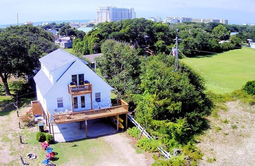 Salter Path House | Sound view beach retreat w/best of Island Life! Pets/Family welcome!