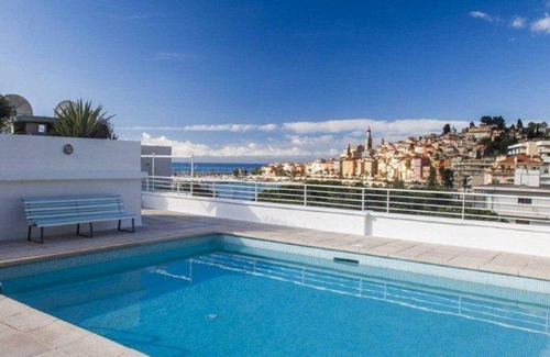 Menton Apartment | Spacious 1-Bedroom with Pool, Private Parking, and Terrace near Beaches
