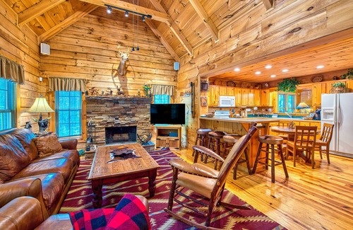 Wildwood Mountain House | Spacious cabin w/private hot tub, pool table, deck, fireplace, 2 kitchens & A/C