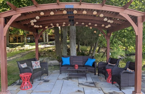 Lake Ariel House | Spacious lakefront home w/deck, firepit, and pergola in Hideout gated community
