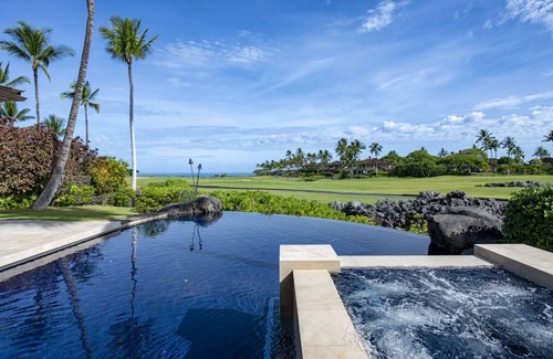 Kaupulehu House | Spectacular Ocean and Golf Course Views ! Luxury Home with Separate Guest House * 2 Golf Carts*
