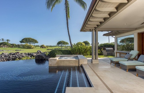 Kaupulehu House | Spectacular Ocean and Golf Course Views ! Luxury Home with Separate Guest House * 2 Golf Carts*