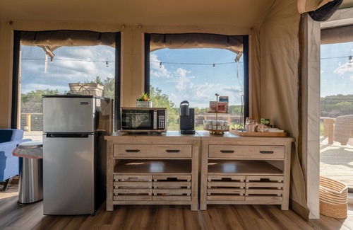 Marble Falls Cabin | Stunning Mountain View Patio Tent Yurt Glamping Loving Heart Retreats Glamorous