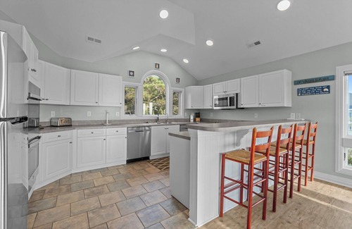 Monteray Shores House | Stunning sound views at OBX home with private heated pool and pet-friendly