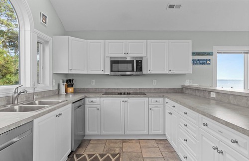 Monteray Shores House | Stunning sound views at OBX home with private heated pool and pet-friendly