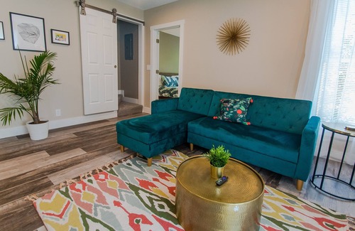 Seward Condo | Stylish Mid Century Modern Apartment in Walkable Neighborhood