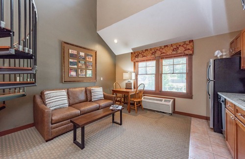 Thayerville Apartment | Suites at Silver Tree A310: Standard view studio & loft, sleeps 6, cozy fireplac