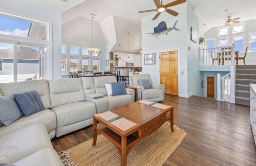 Wind Over Waves House | SUMMER SAVINGS Semi-Soundfront Dog Friendly w Pool, Hot Tub, Elevator, Cmty Dock