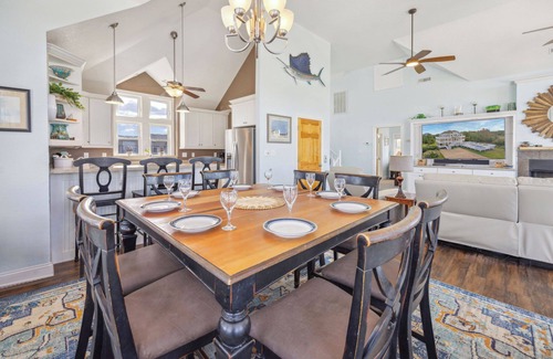 Wind Over Waves House | SUMMER SAVINGS Semi-Soundfront Dog Friendly w Pool, Hot Tub, Elevator, Cmty Dock