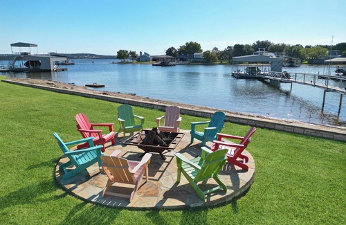 Graford House | Sunrise Shore: Lakefront property with a private dock and slide. Sleeps 14