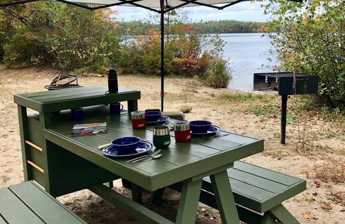 Standish RV Rental | Tentrr Signature Site - An Island view at Kiwanis Beach - Coleman Cooking Site