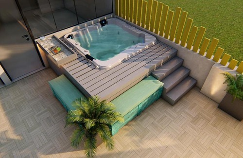 Hauz Khas House | Terrace jacuzzi with Bar & Garden