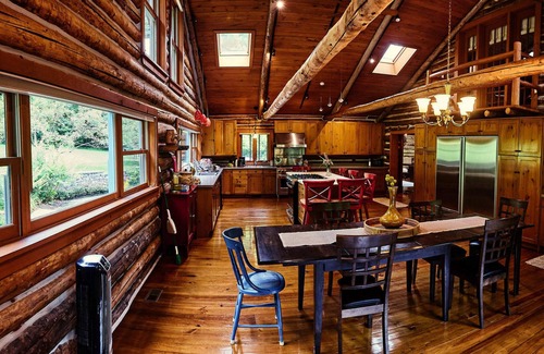 Canandaigua Ski Chalet | The Chalet of Canandaigua, luxury log cabin on 30 acre property with acre pond