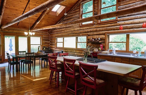 Canandaigua Ski Chalet | The Chalet of Canandaigua, luxury log cabin on 30 acre property with acre pond