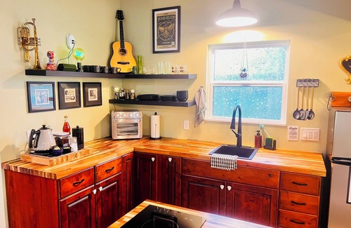 Walnut Springs House | THE GREENROOM, FUNKY music themed tiny home, walking distance to downtown!