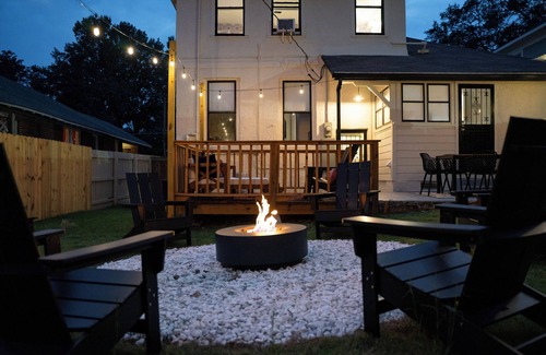 Midtown House | The Iris: Fire pit- bar- pool table