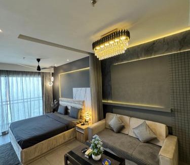 Noida Apartment | The Smoke by Velvet 40th Floor City & River View
