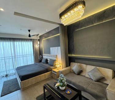 Noida Apartment | The Smoke by Velvet 40th Floor City & River View