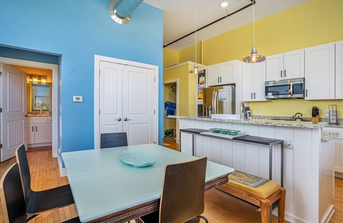 South Haven Condo | The Sunrise Loft at Central Lofts | Heated Pool | Hot Tub | In-house Theater