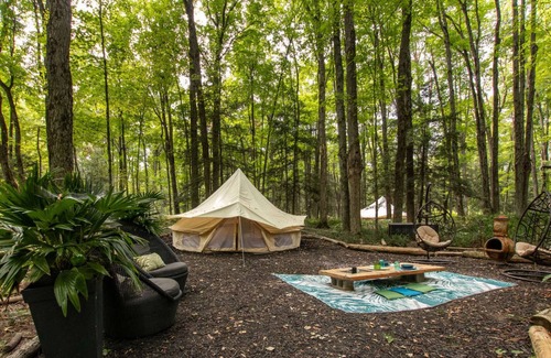 East Gwillimbury RV Rental | The Taiga Animal Sanctuary Glamping Cedar Tent