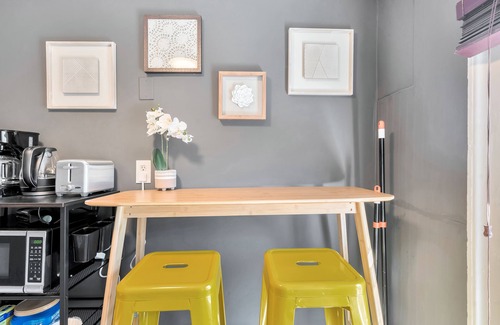 Berkley Apartment | This property offers a colorful and funky modern vibe with updated furniture and decorations