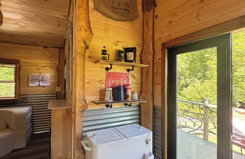 Hillsville Cabin | Tiny cabin sits by a bubbling, stocked creek. Pet friendly, for a fee, hot tub
