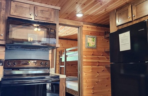 Mill Spring House | Tiny home on the creek, screened in porch, full kitchen, private firepit, sleeps 8