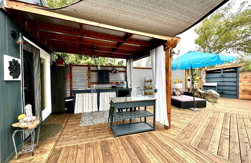 El Cajon Cabin | Tiny House Farm Stay with Outdoor Kitchen, Private Deck & Shared Pool