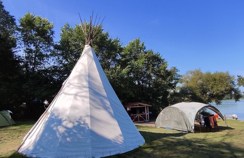 Oberhavel RV Rental | Tipi camp for groups directly on the lake, lake district