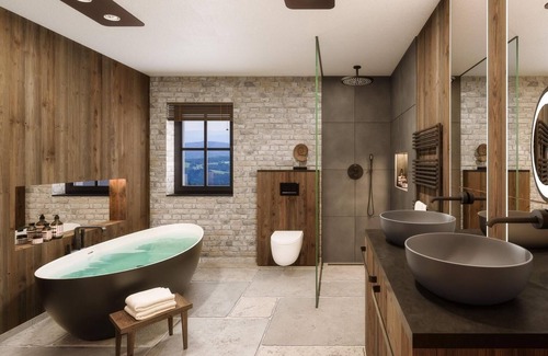 Albeck House | Tomtegl-Bergchalet No.3 mit Privatsauna, Infinitypool, Kamin, Fitnessraum, 1500m Seehöhe
