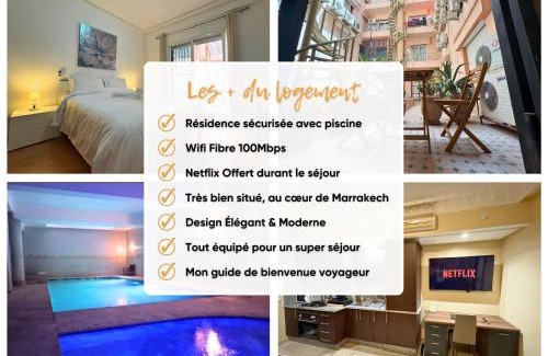 Gueliz Apartment | Trésor de Gueliz avec Piscine et Terrasse