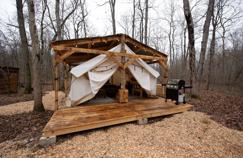 Doniphan Cottage | Tranquil Creekside Glamping Current River Mark Twain Forest Safari Tent