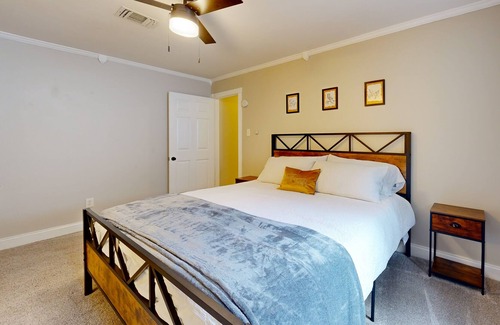 Grogan's Mill House | Tree-lined property with pool, bikes, gas fireplace, & separate casita - dogs ok