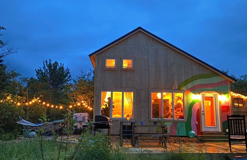 Lamoine Cabin | Unique, Colorful Off-grid Cabin